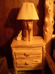 Cedar Nightstand and Lamp